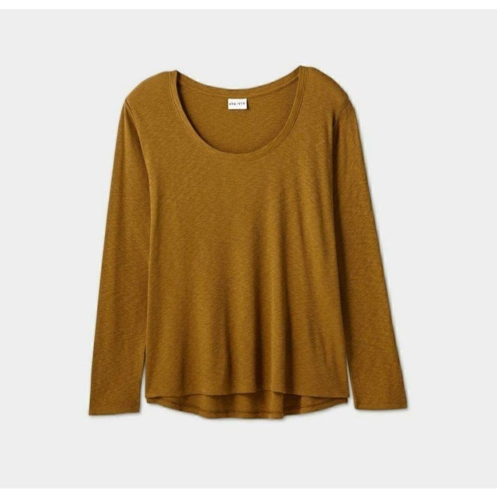 Women's Plusย Size Long Sleeveโ Scoop NeckโT-Shirt - 2XL - Ava &โViv